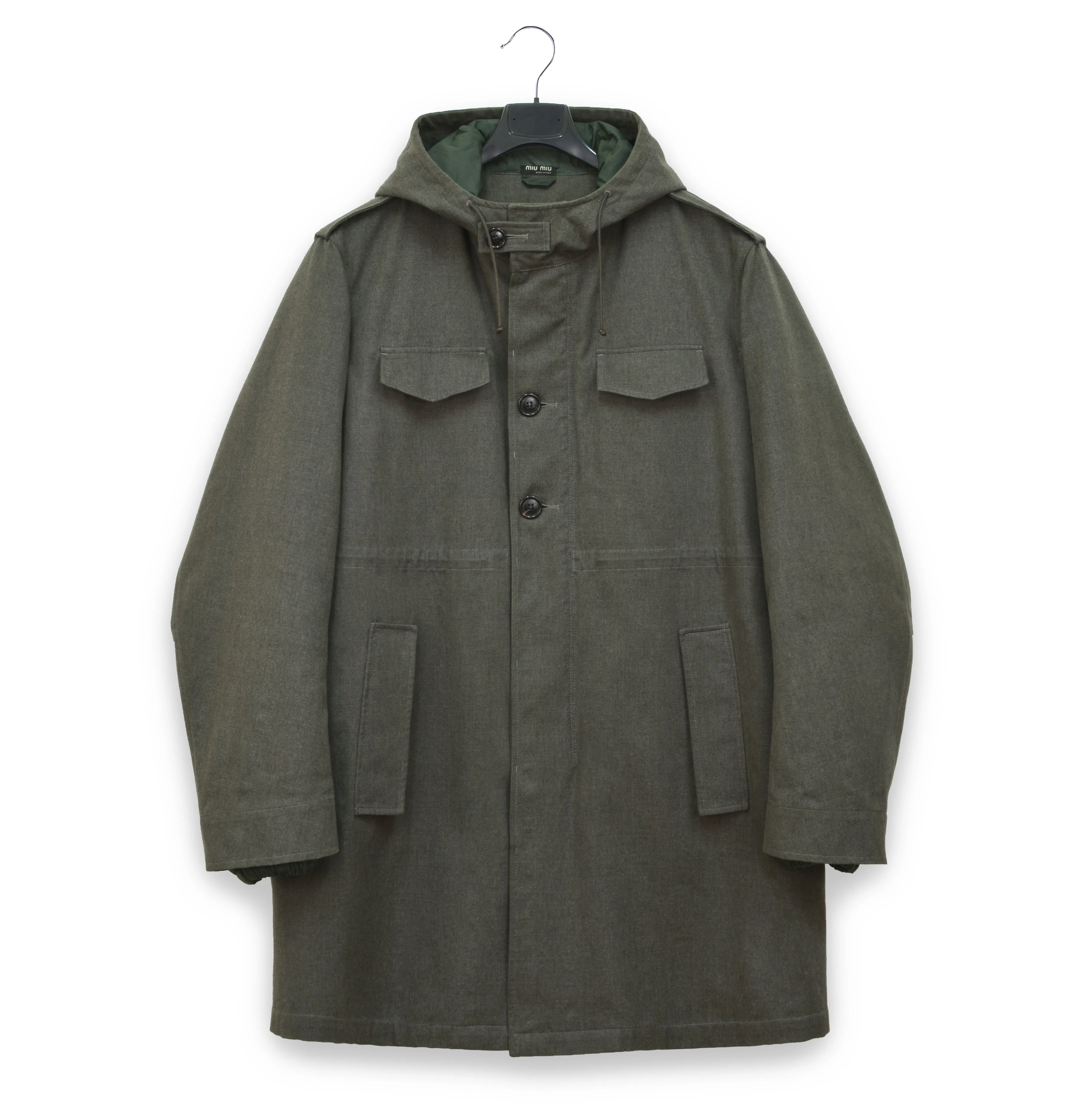 2004 Deconstructed Belgian Army Parka with Removable Liner in Wool & Cotton Denim