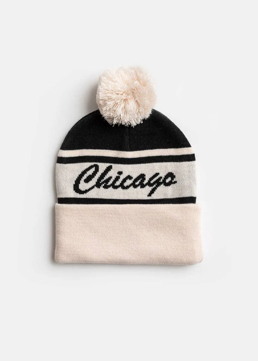 Black Script Chicago Beanie