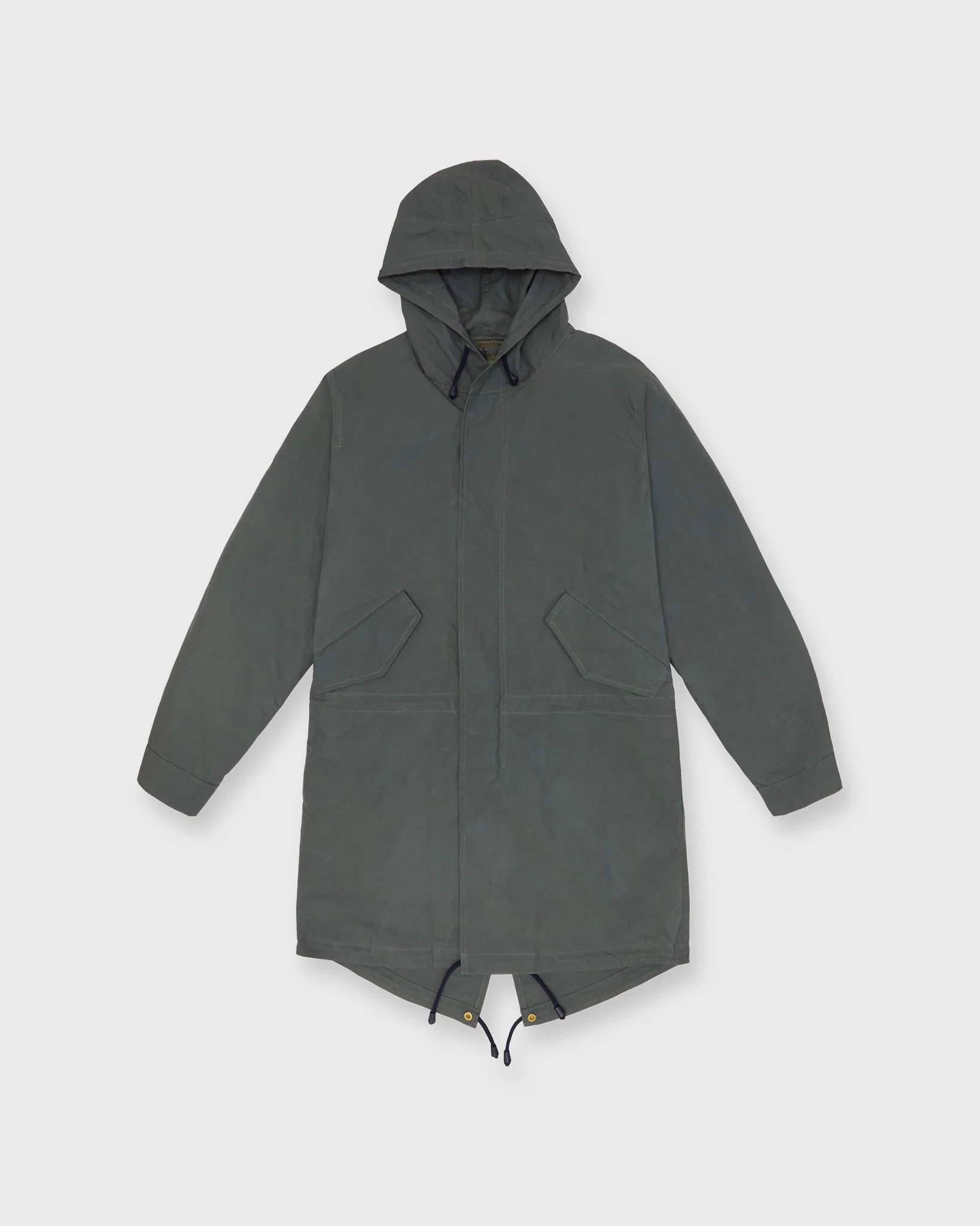 Cashpad Fishtail Parka in Green Dry Waxed Poplin