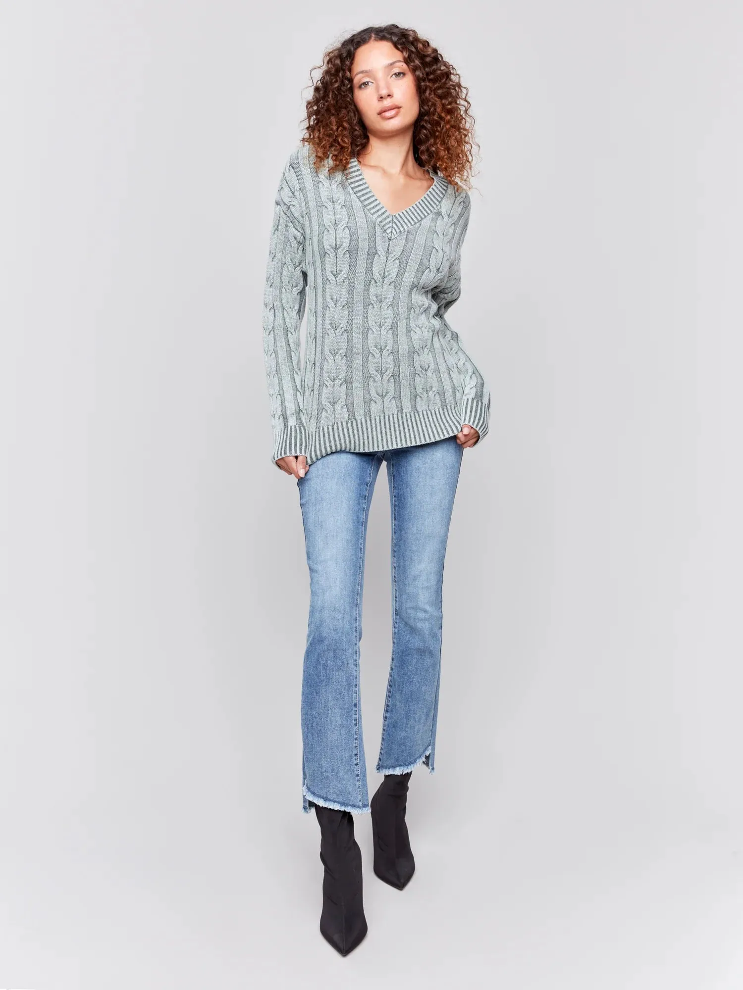 Charlie B Cold Dye Sweater Cable Knit - C2691-711B