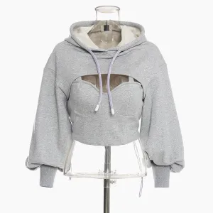 Corset Push Cropped Hoodie