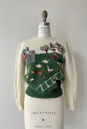 Farm Scene Wool Sweater