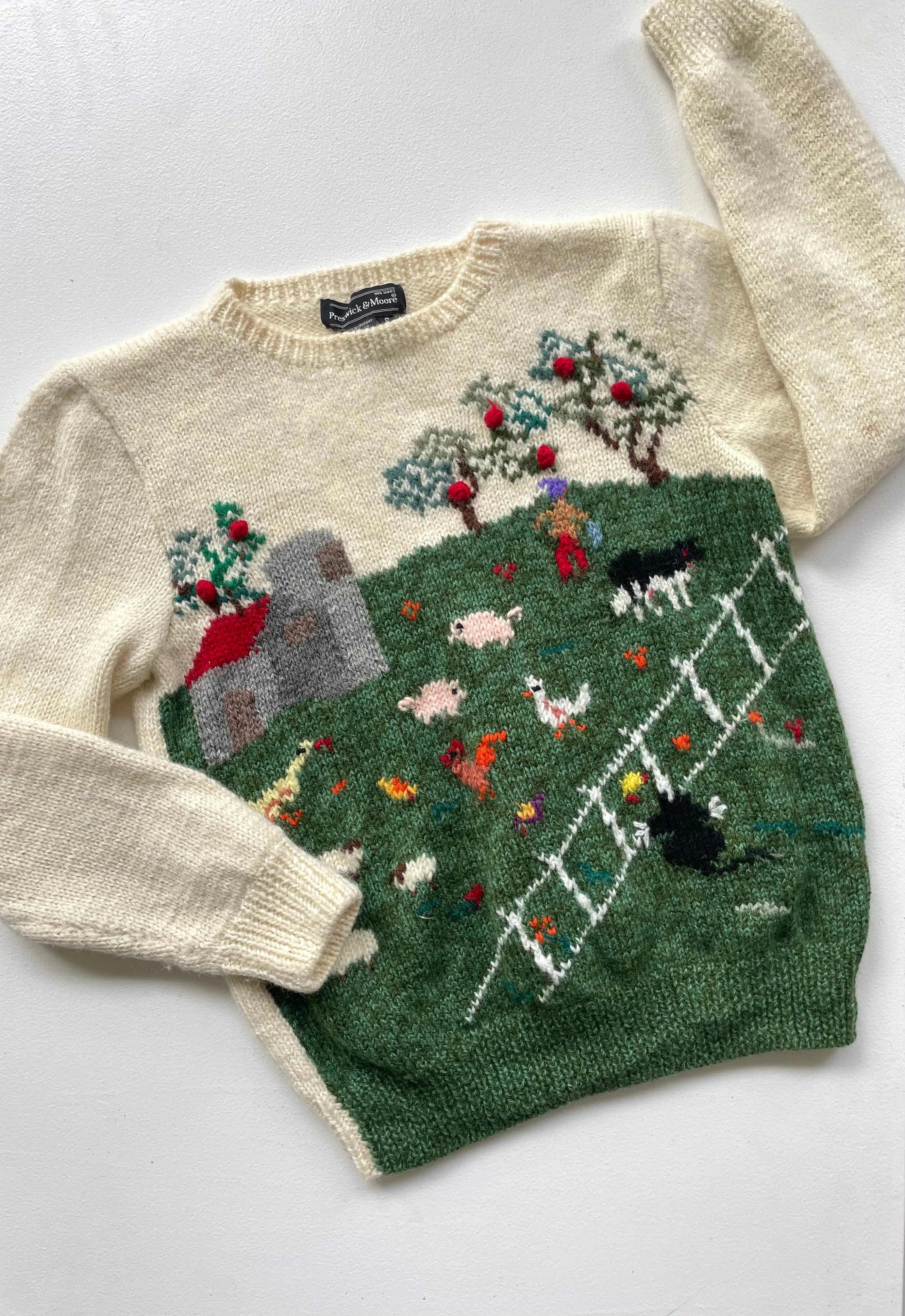 Farm Scene Wool Sweater