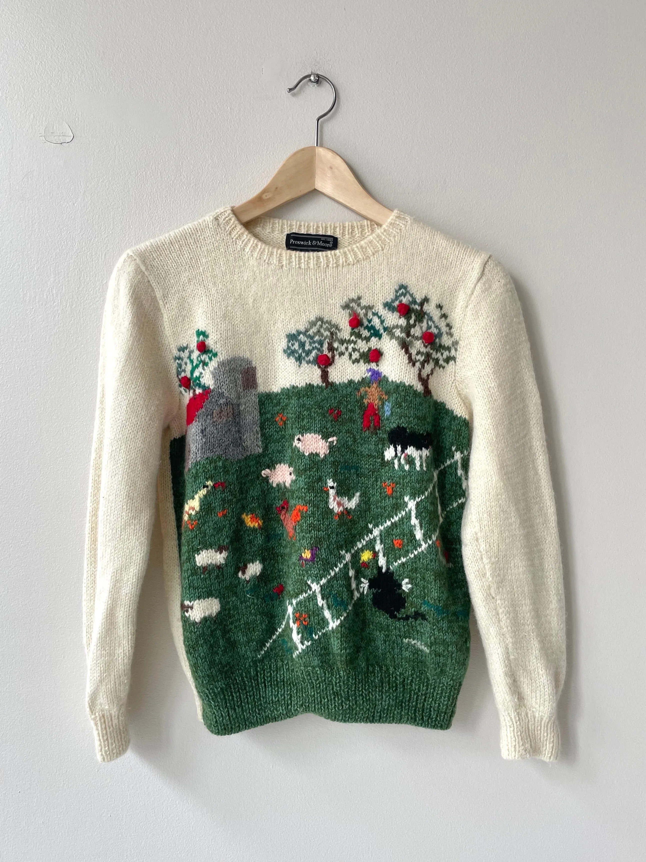 Farm Scene Wool Sweater