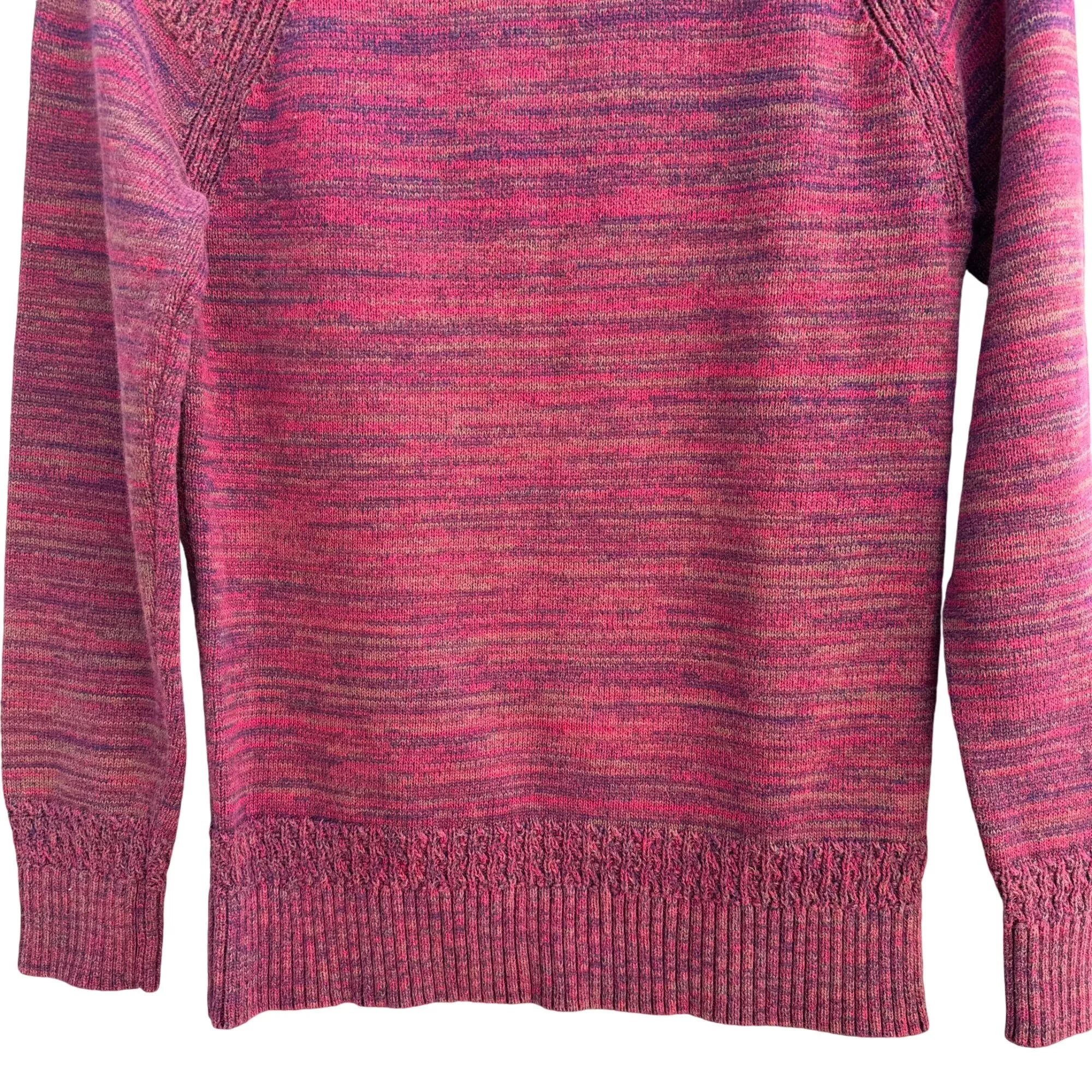 H&M Men's Cotton Red & Blue Marled Textured Crew Neck Long Sleeve Knit Sweater S