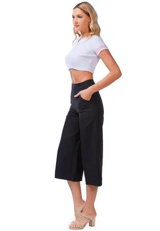 High Rise Cropped Culottes Trousers