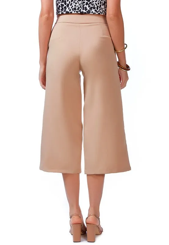 High Rise Cropped Culottes Trousers