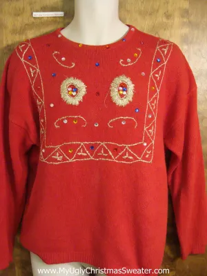 Holiday Bling Red Novelty Funny Christmas Sweater