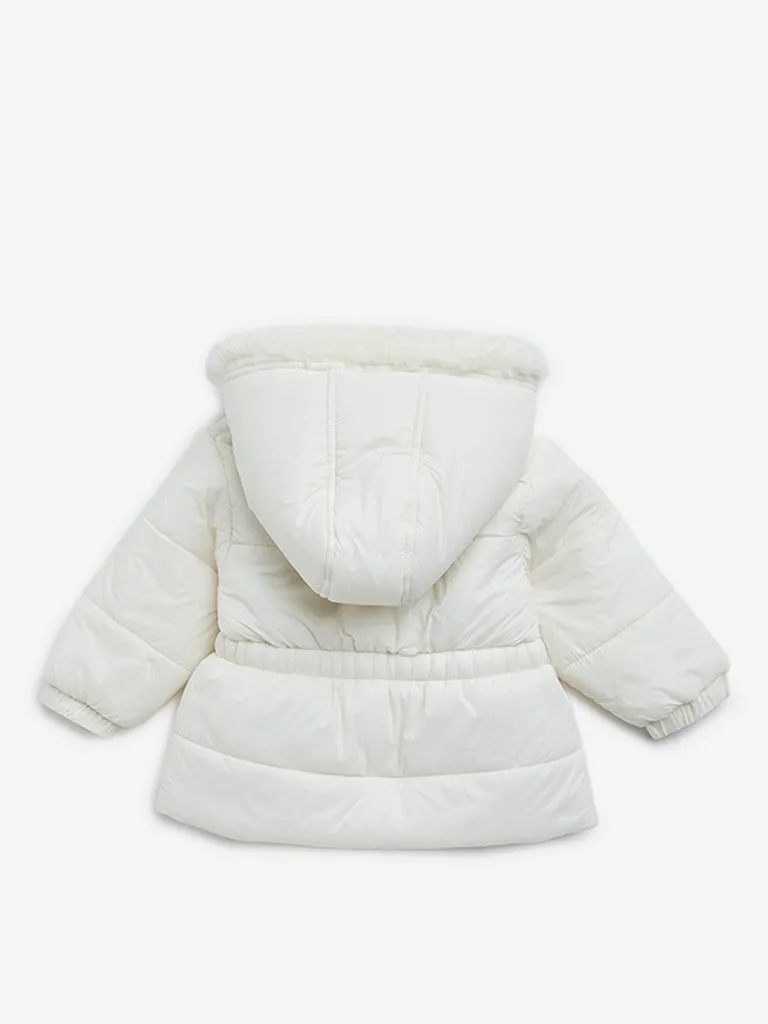 HOP Baby White Hooded Puffer Jacket