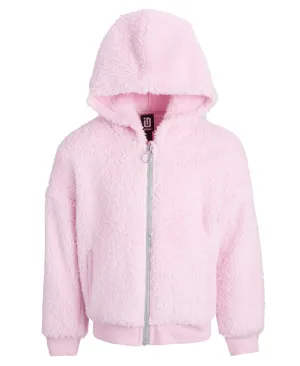 ID Ideology Girls Solid Faux-Sherpa Hooded Jacket - Pink Lavender