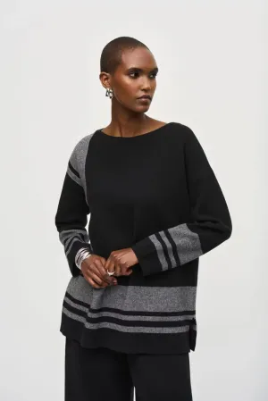 Joseph Ribkoff, 243949 Oversized Striped Boatneck Sweater