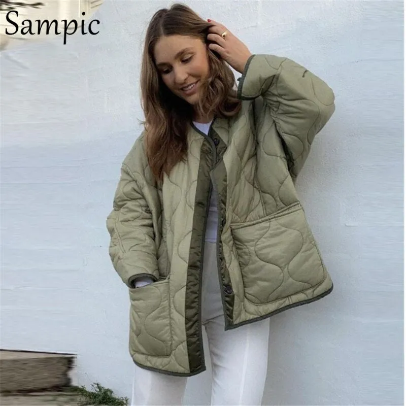 Joskaa Christmas Gift Sampic Vintage Women Arygle Coat Female Jackets Fashion Warm Short Cotton Parkas Coat Winter 2024 Casual Outwear Loose Tops