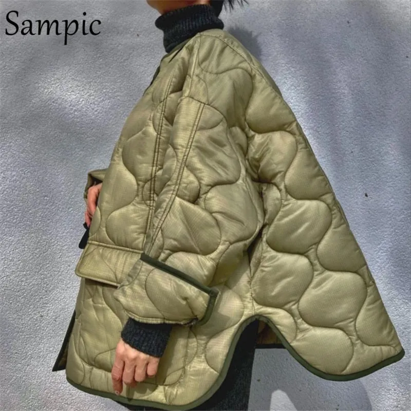 Joskaa Christmas Gift Sampic Vintage Women Arygle Coat Female Jackets Fashion Warm Short Cotton Parkas Coat Winter 2024 Casual Outwear Loose Tops