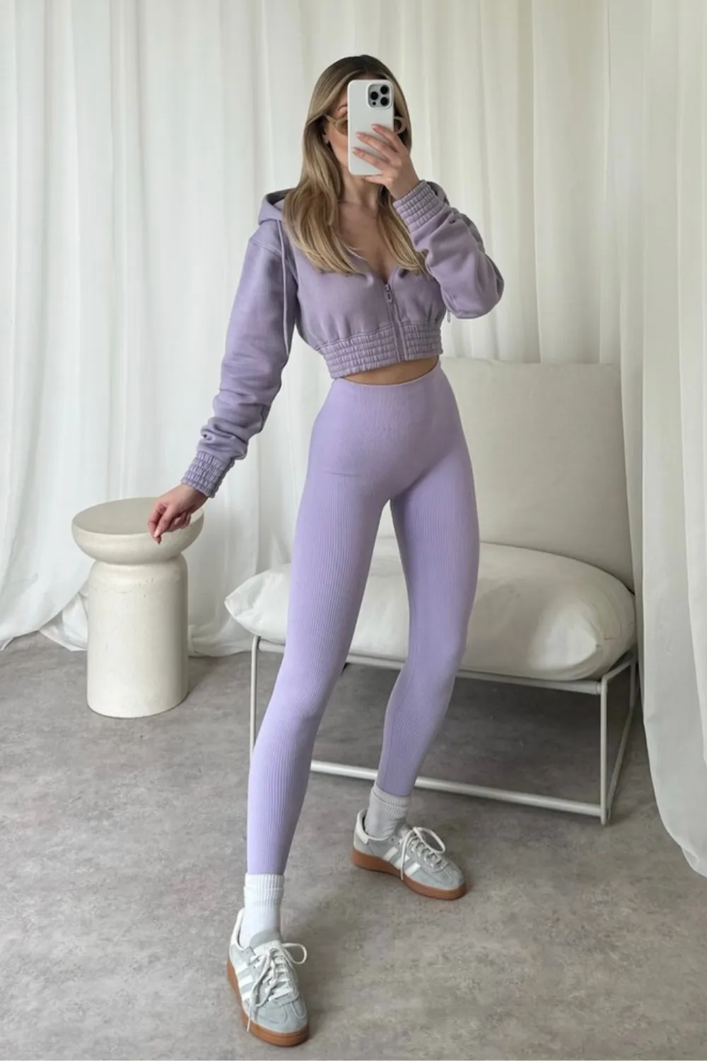 Kora lilac cropped jacket and legging set