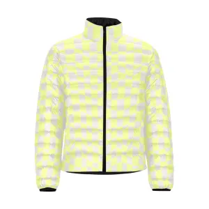 Lime & Sand Abstract Checkerboard Lightweight Puffer Jacket