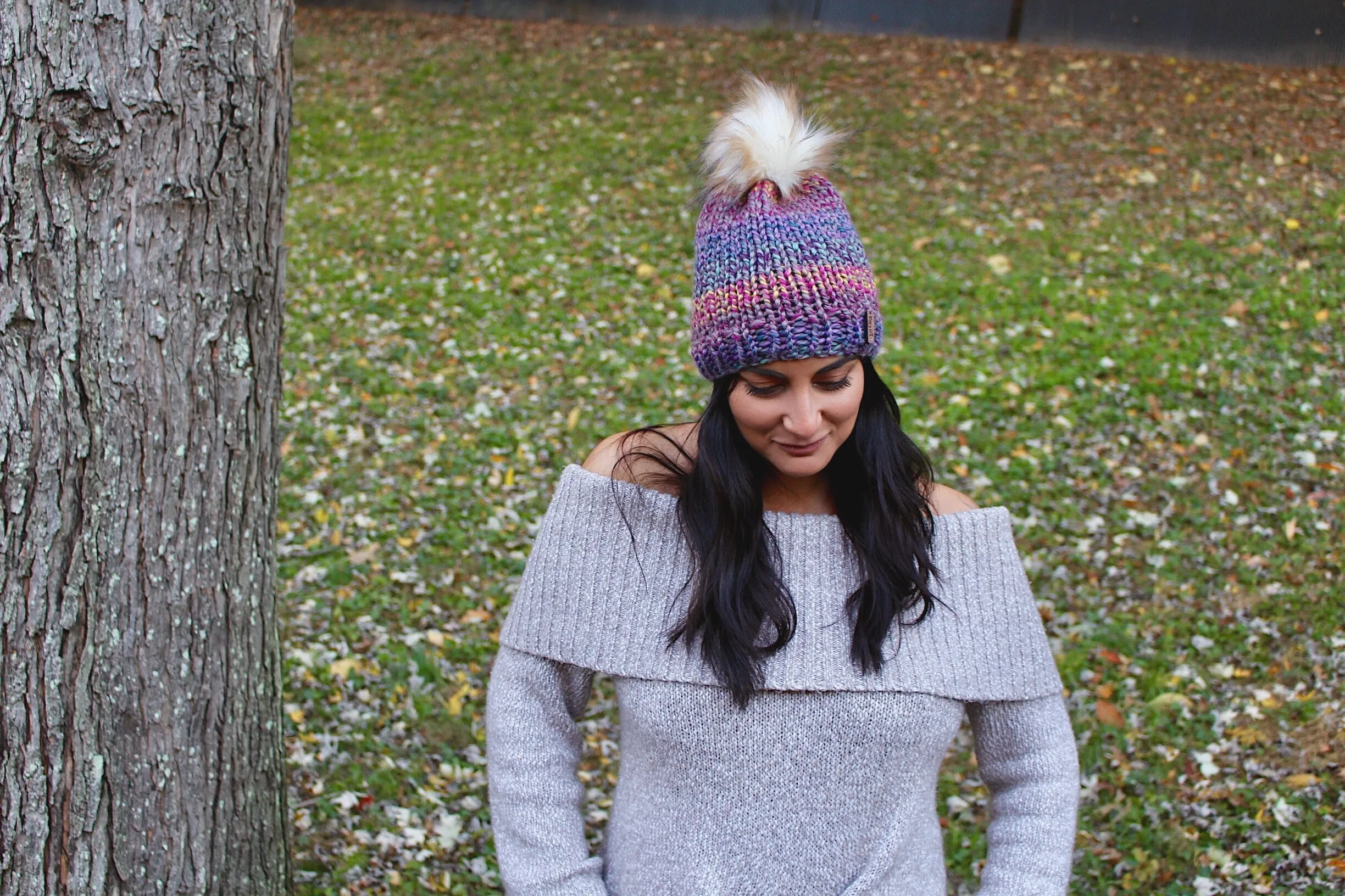 Mommy and Me SET Knitted Textured Beanie with Faux Fur Pom Pom // The Kennebec