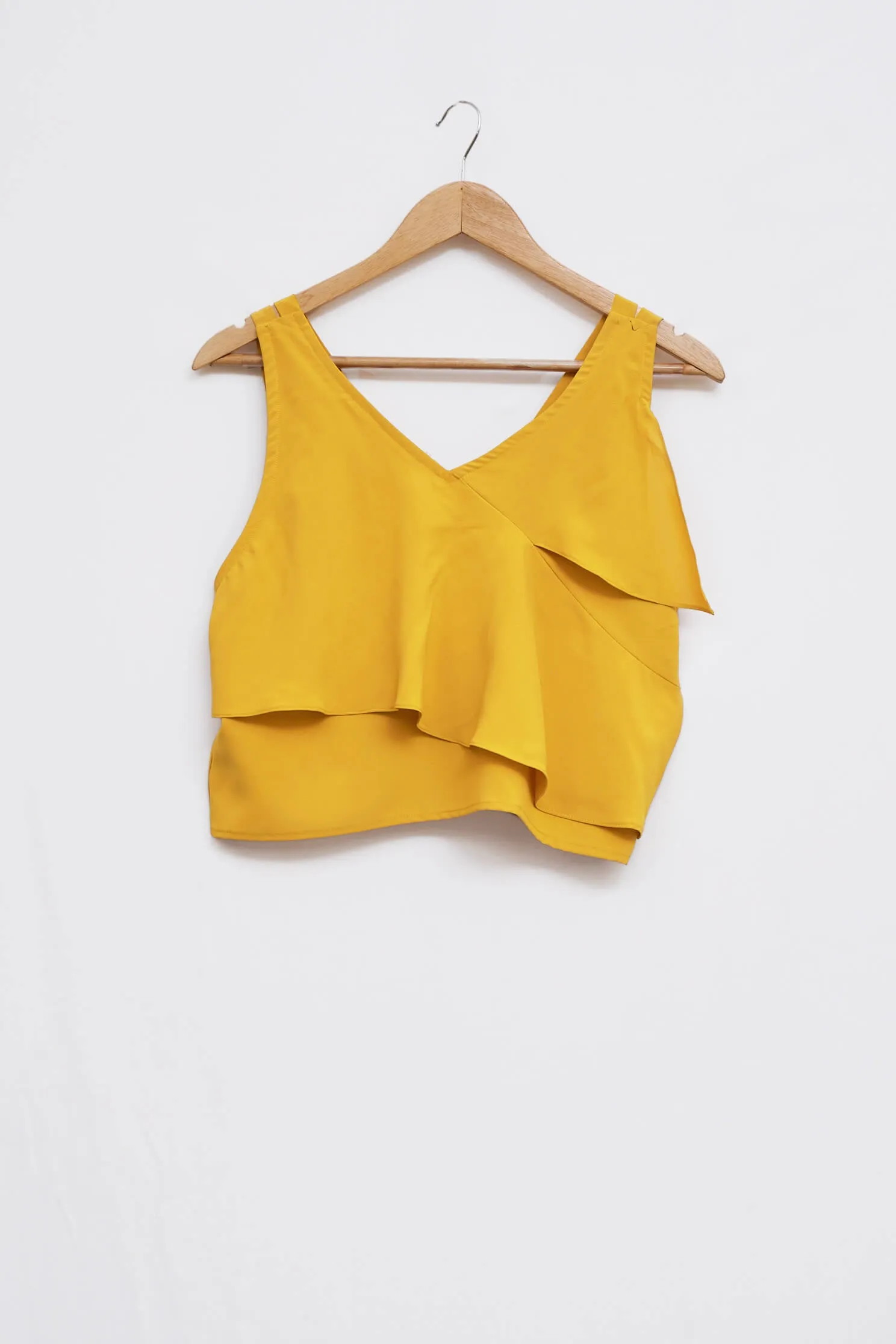 Mustard Strappy Layered Detailed Back Top