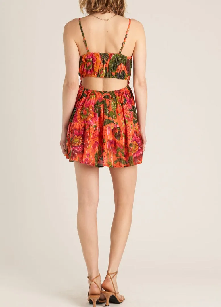 Palms in Tropics Open Back Mini Dress in Multi