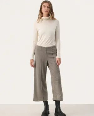 Part Two Ilisan Brown Check Jersey Culotte Trousers