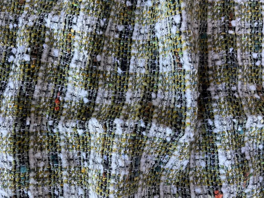 Plaid Zesty Limoncello Wool Blend Tweed Bouclé (Made in Italy)