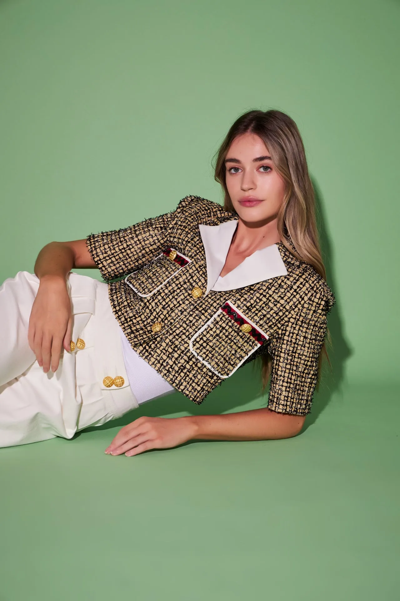 Premium Cropped Tweed Jacket