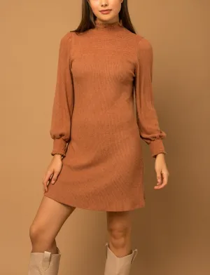 Pumpkin Spice Long Sleeve Midi Dress