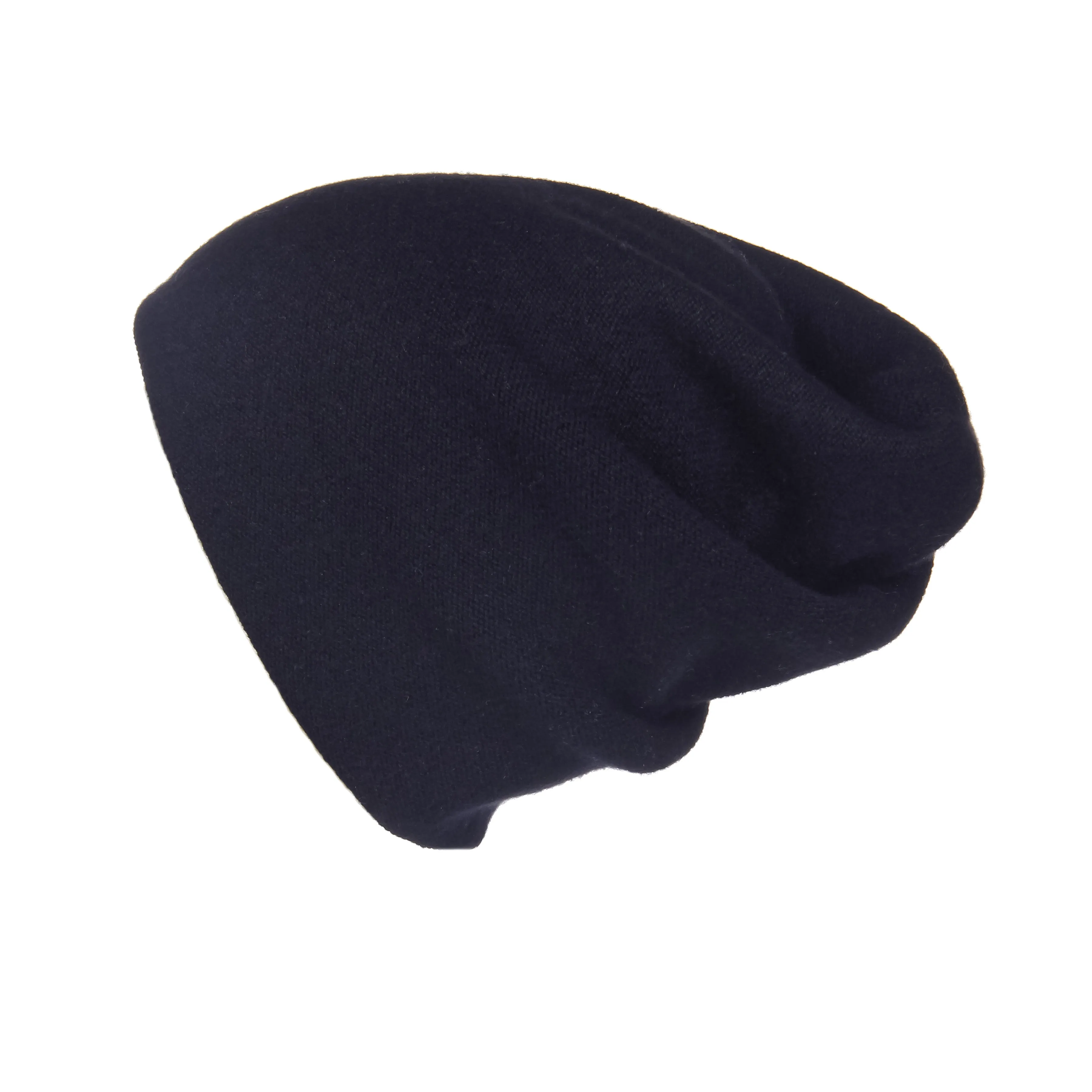 Reversible Slouchy Black & White Striped Cashmere Hat