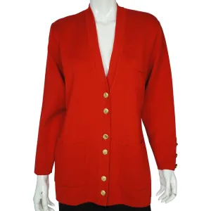 Saint James France Red Cardigan Sweater Wool Knit Yacht Wear Ladies US Size 12