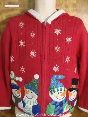 Snowman Gathering Cheesy Christmas Sweater Hoody