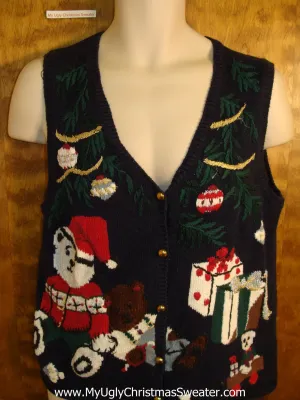 Teddy Bear Santa Novelty Funny Holiday Sweater Vest