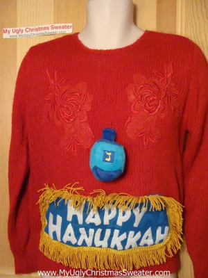 Ugly Christmas Sweater Party Hanukkah Sweater Vintage 80s (j160)