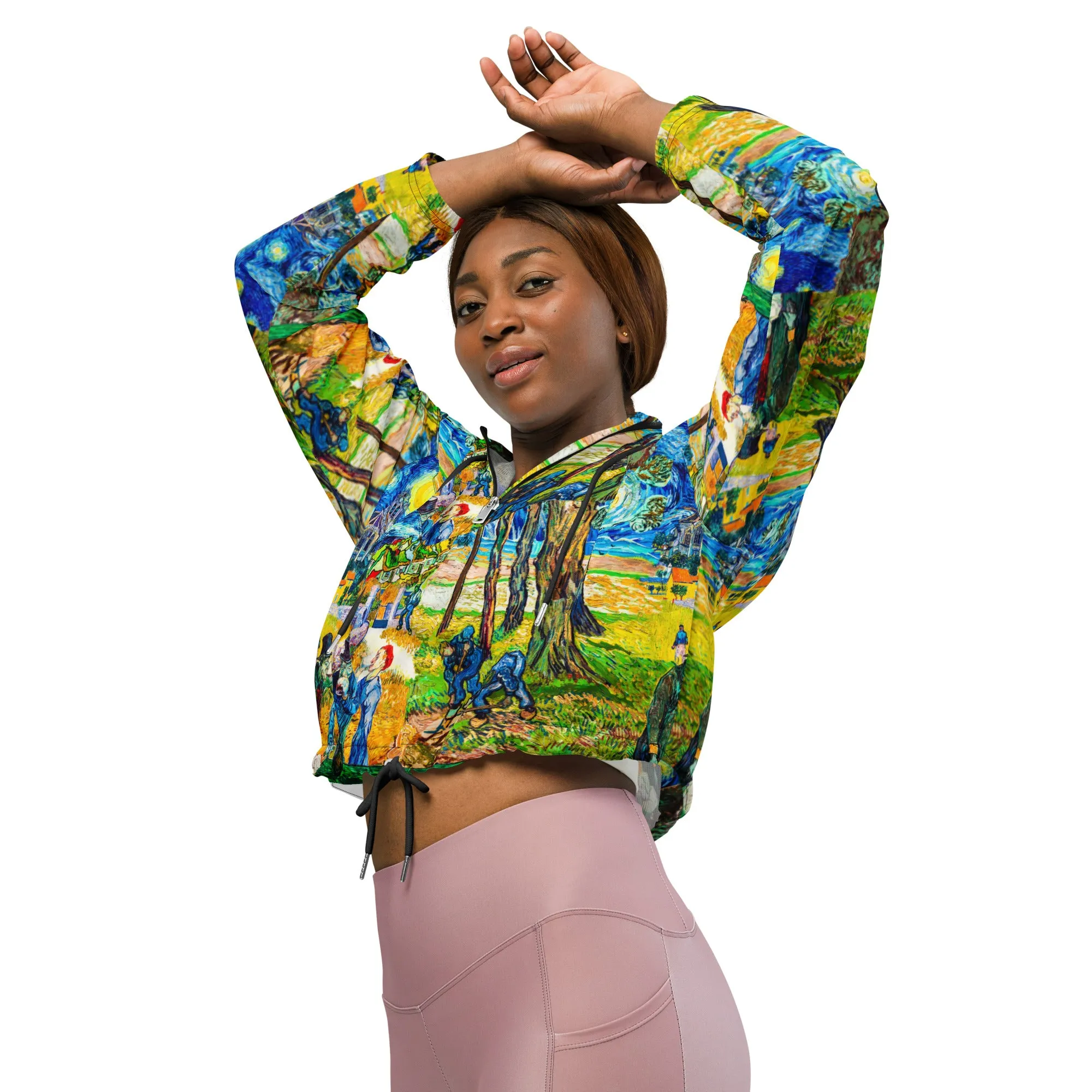 Van Gogh Collage Women’s cropped windbreaker