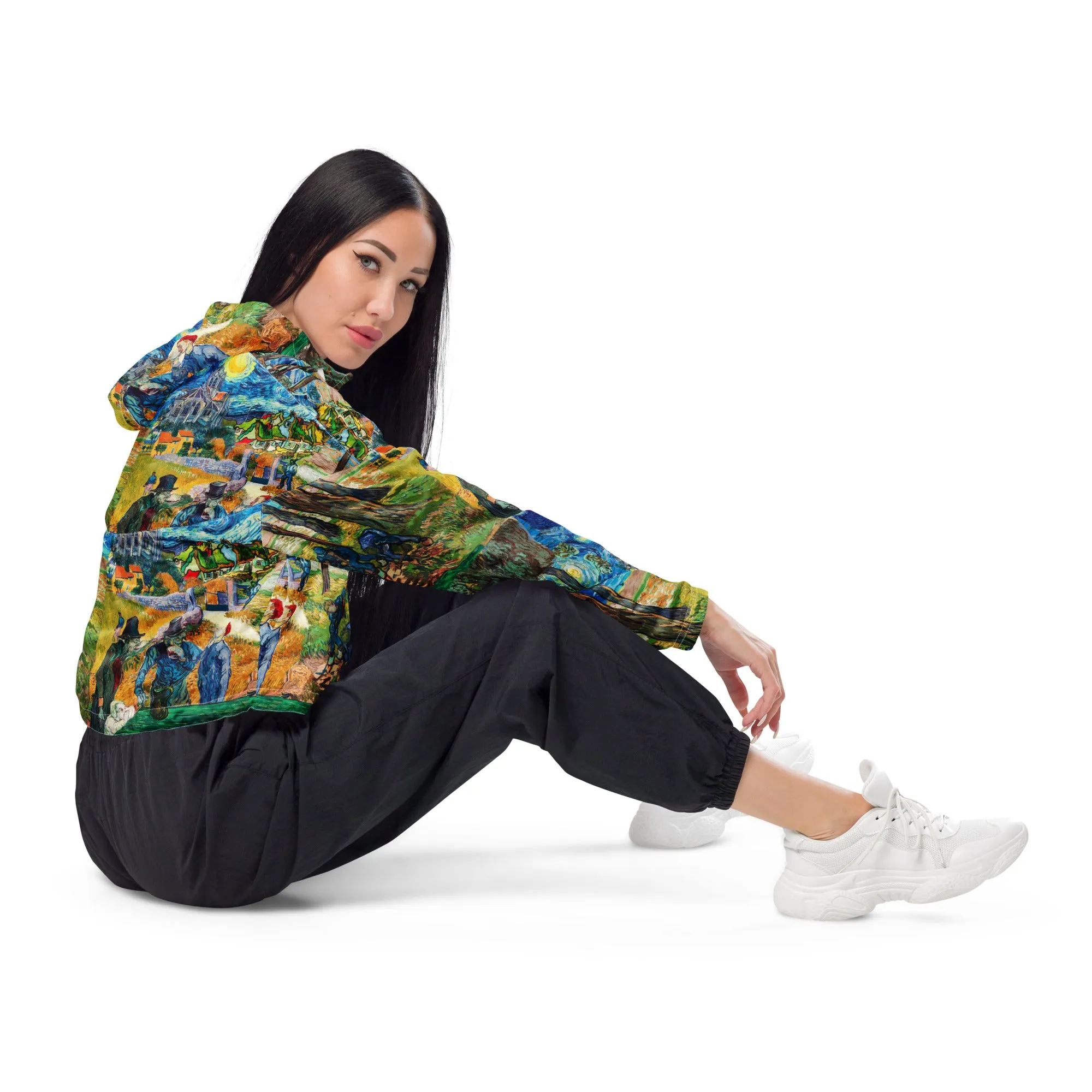 Van Gogh Collage Women’s cropped windbreaker