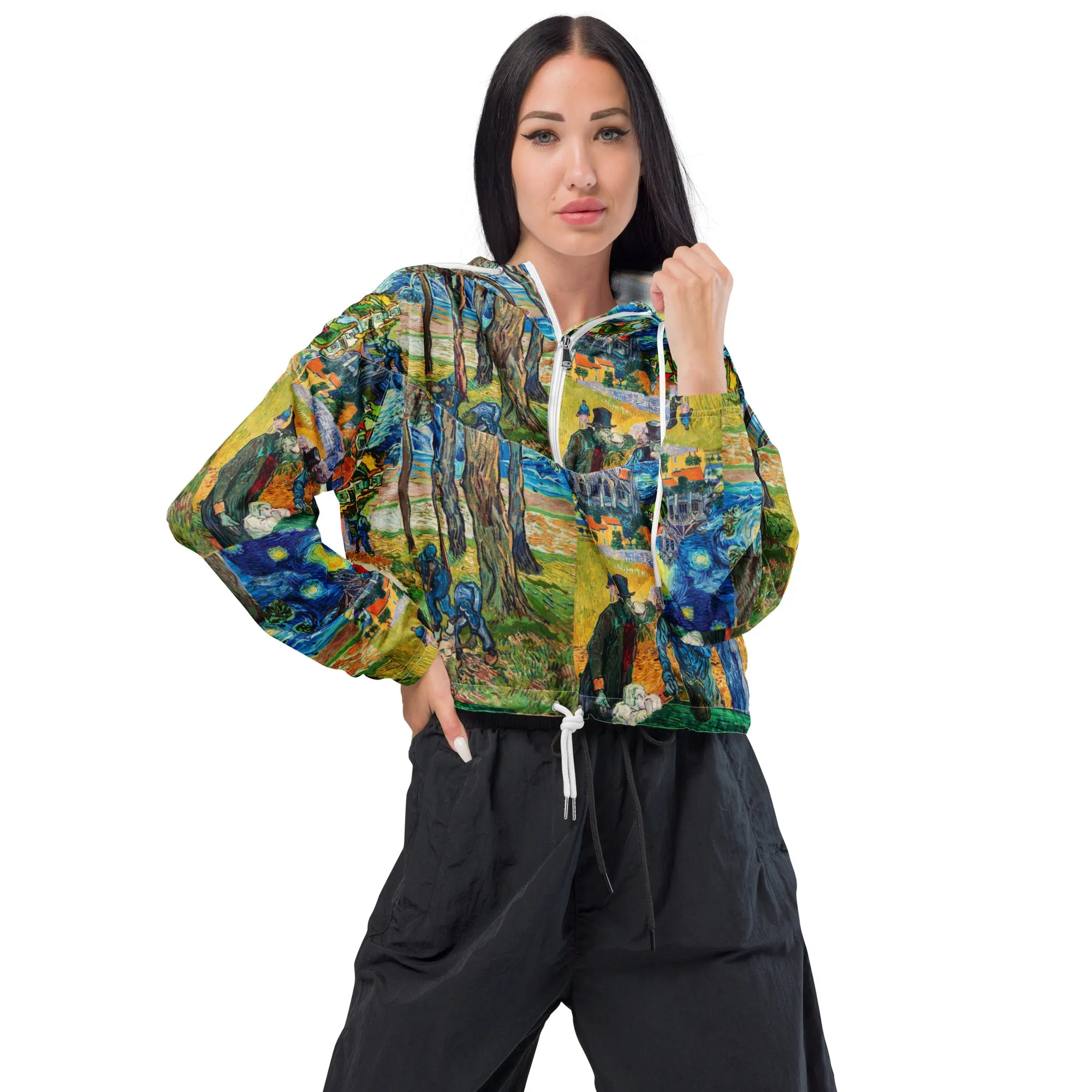 Van Gogh Collage Women’s cropped windbreaker