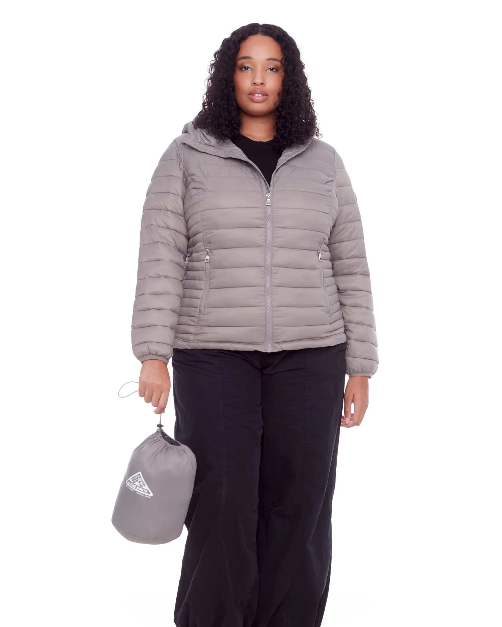 Women's Plus Size - YOHO | Vegan Down Lightweight Packable Puffer Jacket & Bag | Taupe