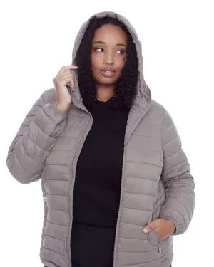 Women's Plus Size - YOHO | Vegan Down Lightweight Packable Puffer Jacket & Bag | Taupe